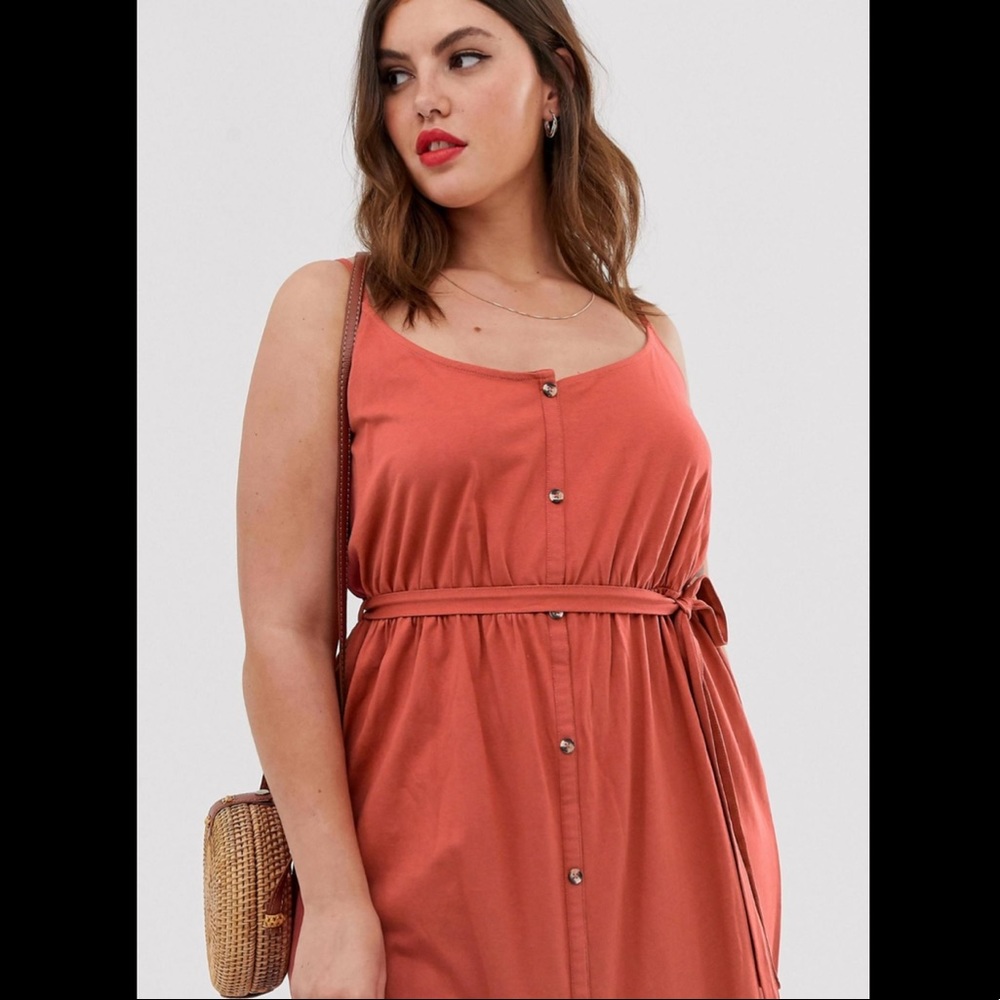 ASOS Sleeveless Button Up Jersey Sun Dress with Belt